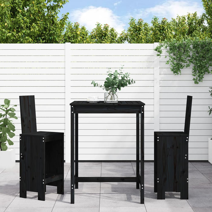 Set bar de grădină, 3 piese, negru, lemn masiv de pin - WALTI WALTI