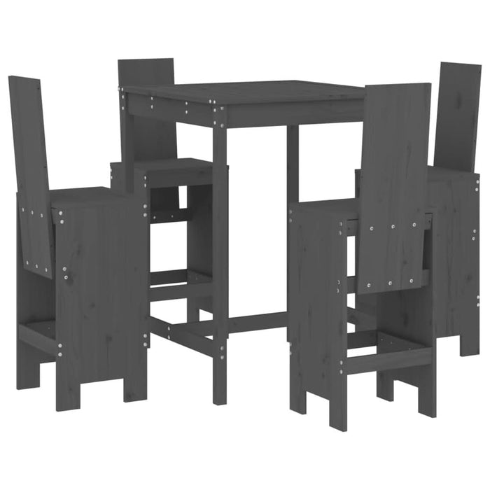 Set mobilier bar pentru grădină, 5 piese, gri, lemn masiv pin - WALTI WALTI