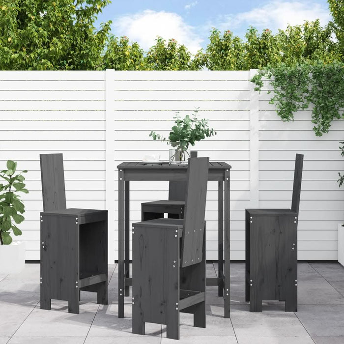 Set mobilier bar pentru grădină, 5 piese, gri, lemn masiv pin - WALTI WALTI