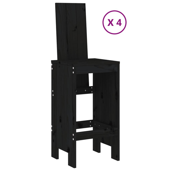 Set mobilier bar de grădină, 5 piese, negru, lemn masiv de pin - WALTI WALTI