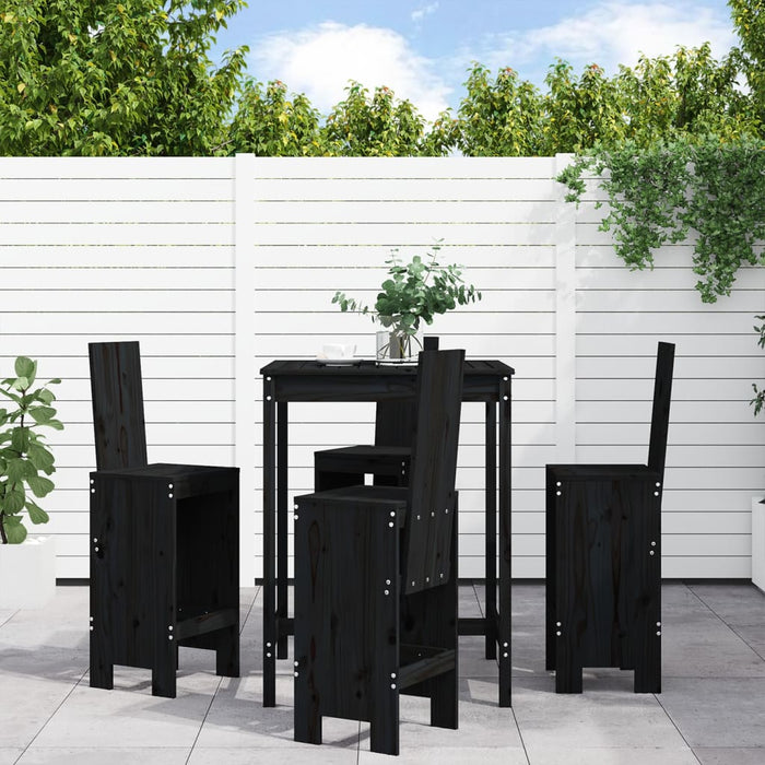 Set mobilier bar de grădină, 5 piese, negru, lemn masiv de pin - WALTI WALTI
