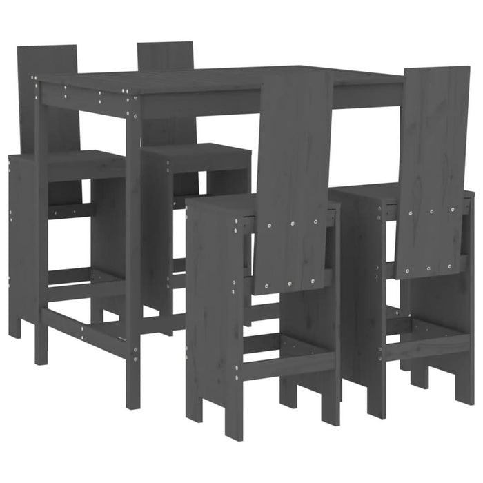 Set mobilier bar pentru grădină, 5 piese, gri, lemn masiv pin - WALTI WALTI