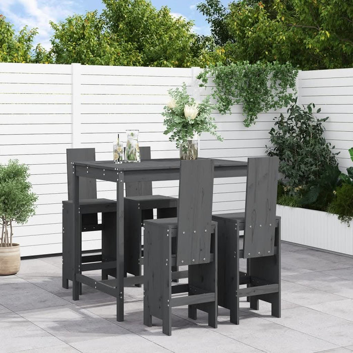 Set mobilier bar pentru grădină, 5 piese, gri, lemn masiv pin - WALTI WALTI