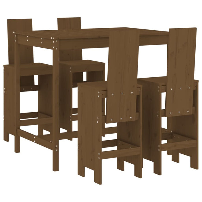 Set mobilier bar de grădină, 5 piese, maro miere lemn masiv pin - WALTI WALTI