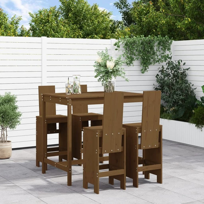 Set mobilier bar de grădină, 5 piese, maro miere lemn masiv pin - WALTI WALTI
