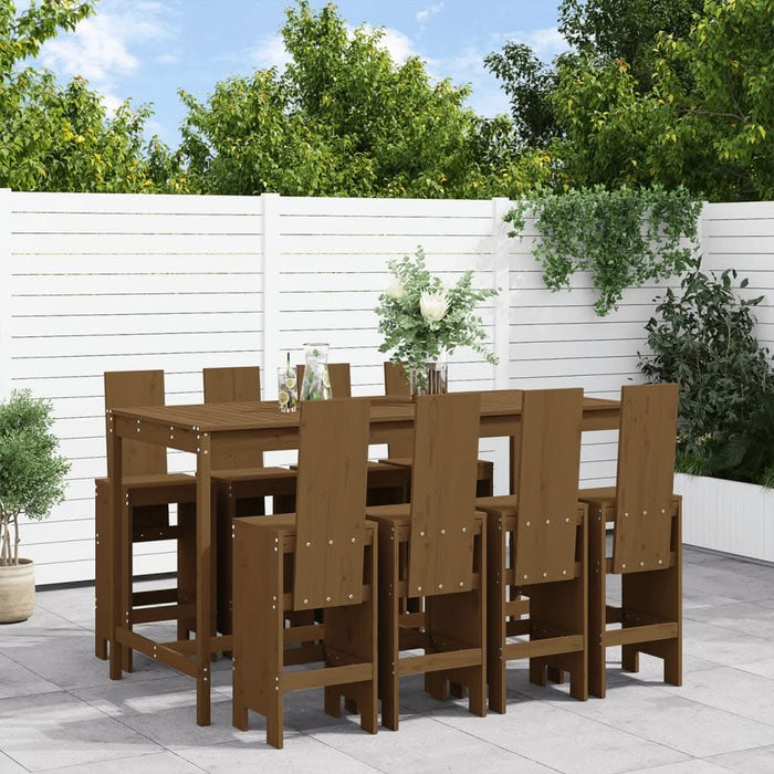 Set mobilier bar de grădină, 9 piese, maro miere lemn masiv pin - WALTI WALTI