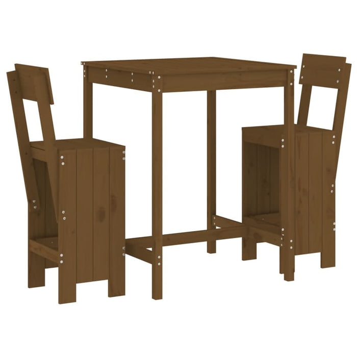 Set mobilier de bar, 3 piese, maro miere, lemn masiv de pin - WALTI WALTI