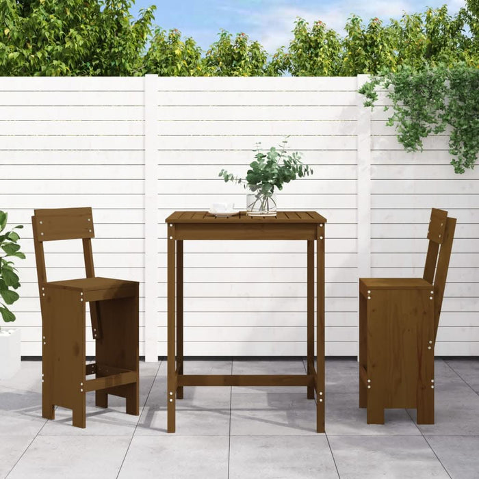 Set mobilier de bar, 3 piese, maro miere, lemn masiv de pin - WALTI WALTI