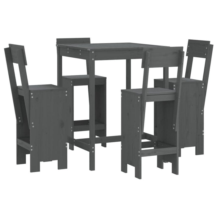 Set mobilier bar pentru grădină, 5 piese, gri, lemn masiv pin - WALTI WALTI