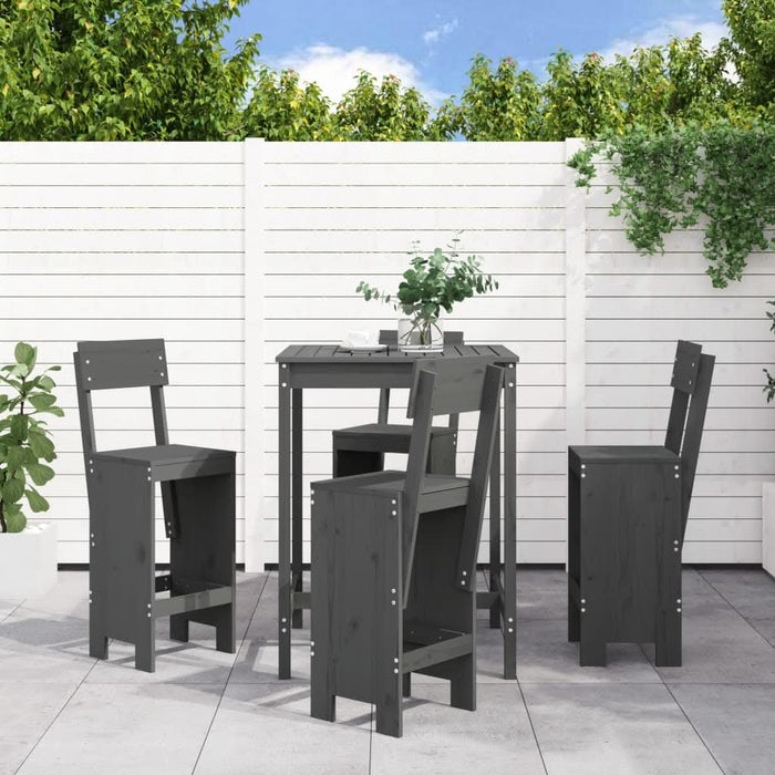 Set mobilier bar pentru grădină, 5 piese, gri, lemn masiv pin - WALTI WALTI