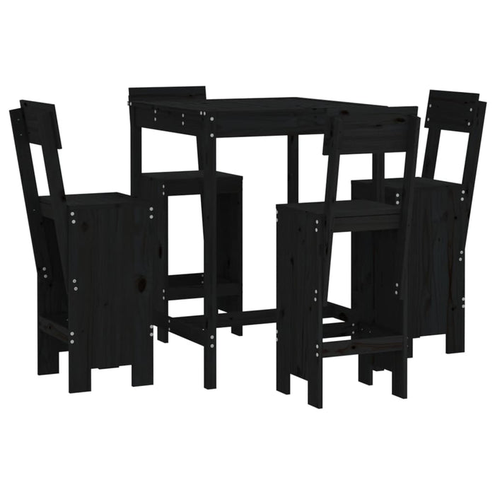 Set mobilier bar de grădină, 5 piese, negru, lemn masiv de pin - WALTI WALTI