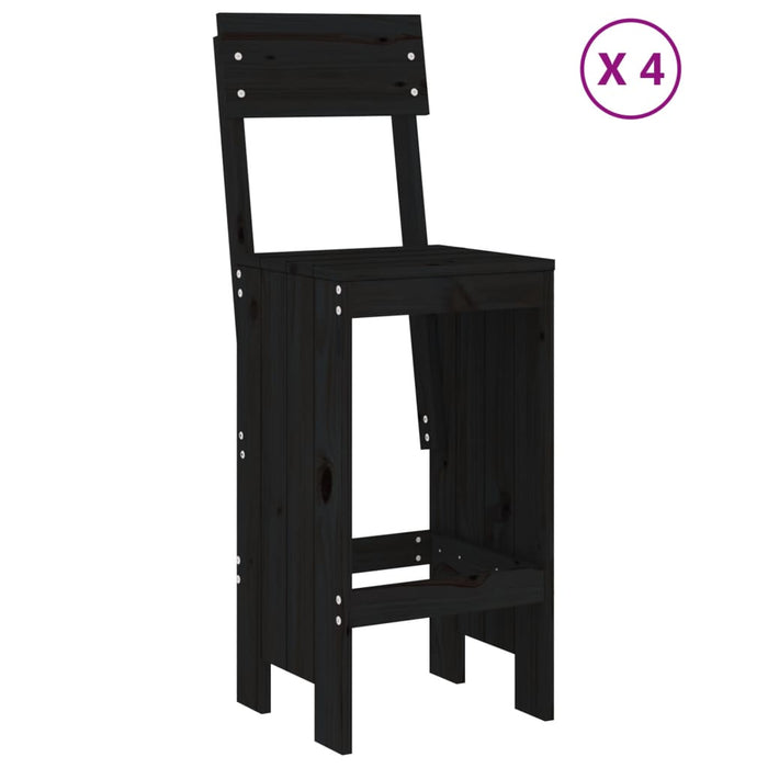 Set mobilier bar de grădină, 5 piese, negru, lemn masiv de pin - WALTI WALTI