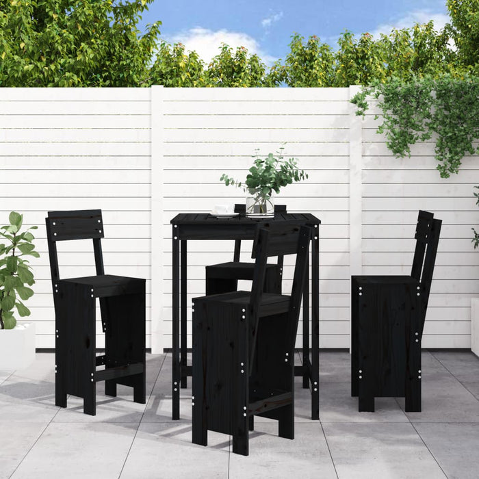 Set mobilier bar de grădină, 5 piese, negru, lemn masiv de pin - WALTI WALTI