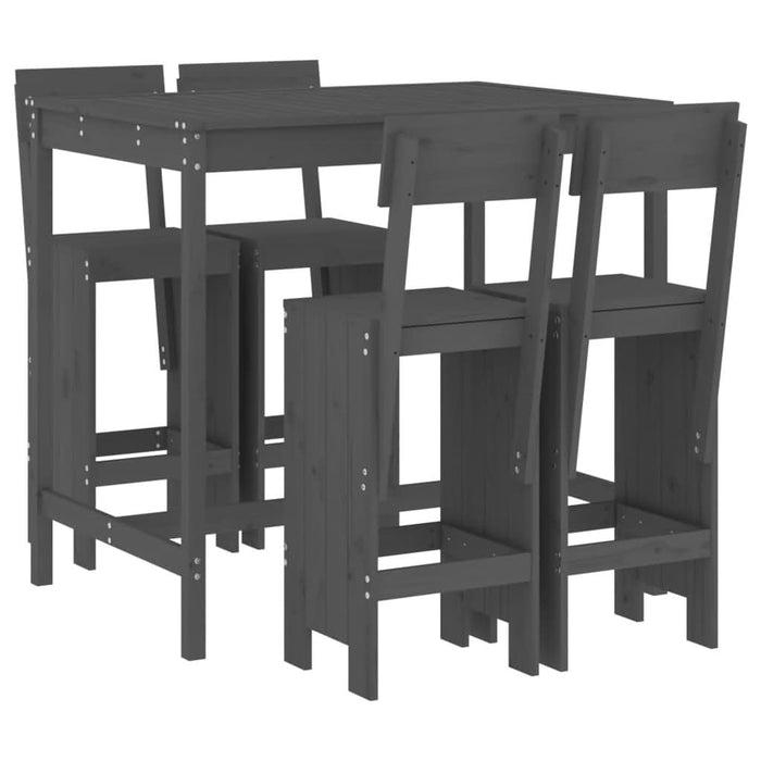 Set mobilier bar pentru grădină, 5 piese, gri, lemn masiv pin - WALTI WALTI