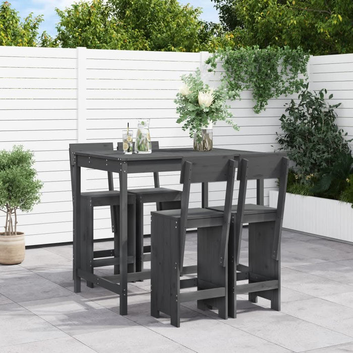 Set mobilier bar pentru grădină, 5 piese, gri, lemn masiv pin - WALTI WALTI