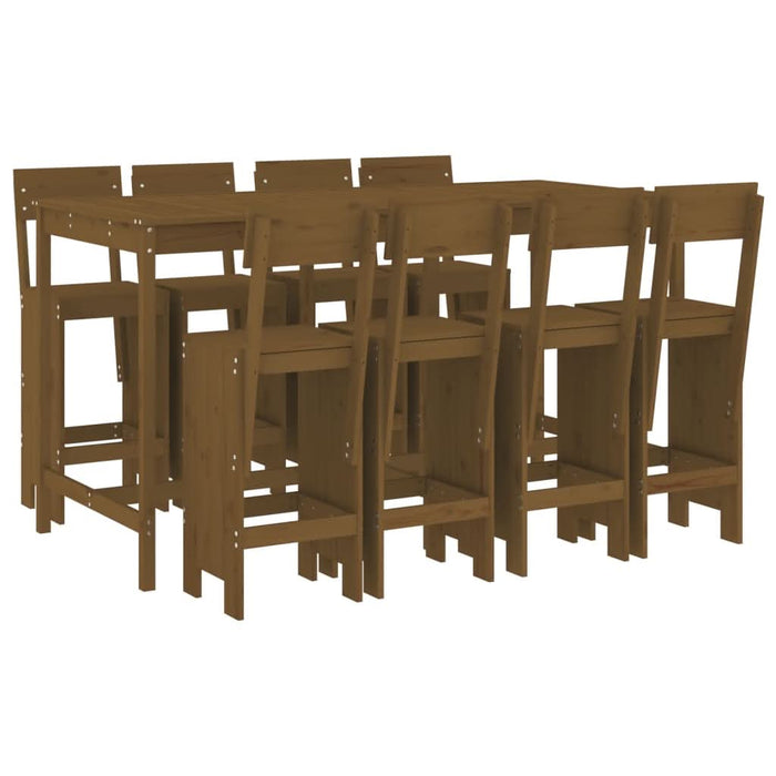 Set mobilier bar de grădină, 9 piese, maro miere lemn masiv pin - WALTI WALTI