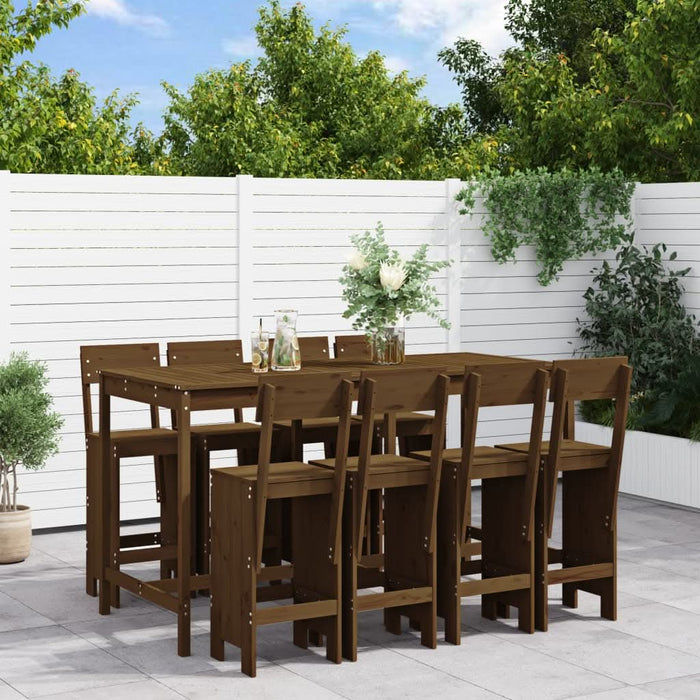 Set mobilier bar de grădină, 9 piese, maro miere lemn masiv pin - WALTI WALTI