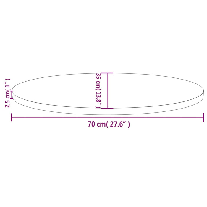 Blat de masă oval din lemn masiv de pin 70x35x2,5 cm WALTI