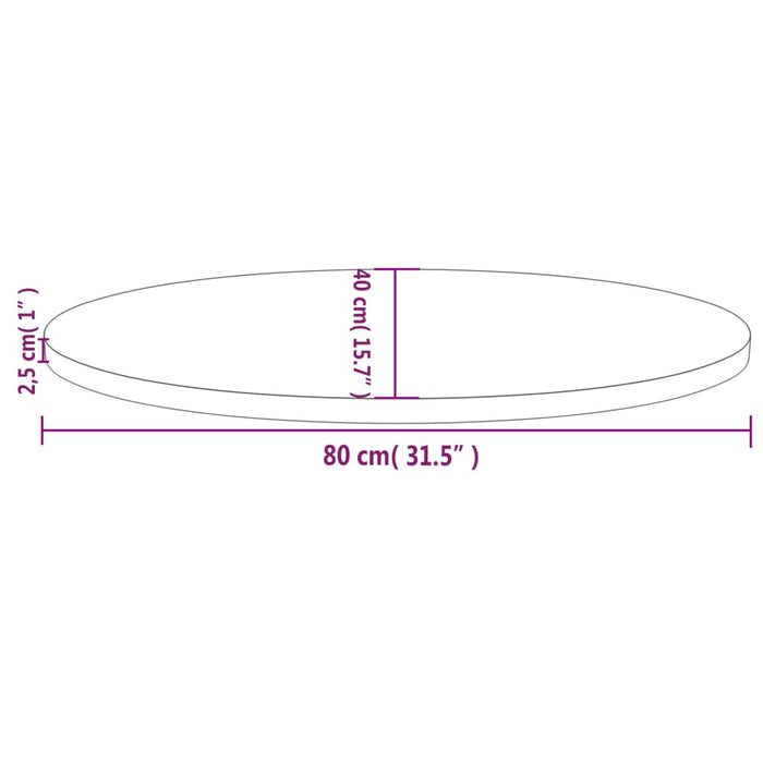 Blat de masă, alb, 80x40x2,5 cm, lemn masiv de pin, oval WALTI