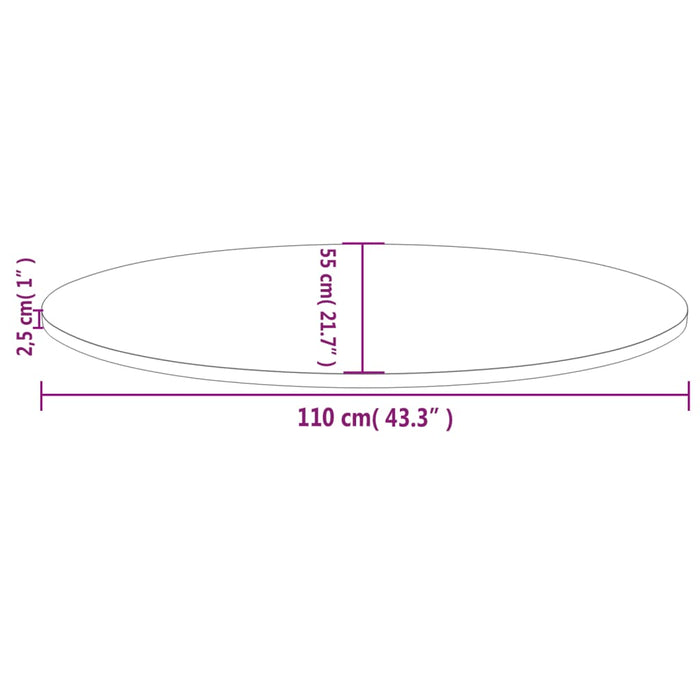 Blat de masă, alb, 110x55x2,5 cm, lemn masiv de pin, oval - WALTI WALTI