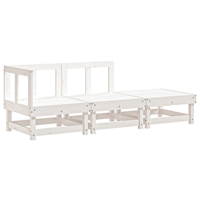 Set mobilier de grădină, 3 piese, alb, lemn masiv de pin - WALTI WALTI