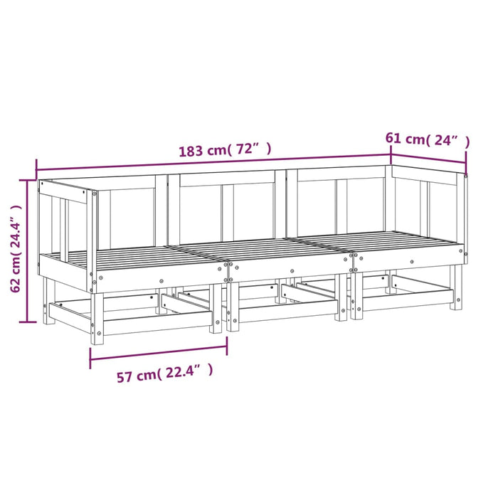 Set mobilier de grădină, 3 piese, alb, lemn masiv de pin - WALTI WALTI