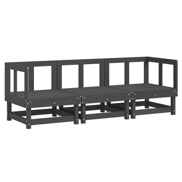 Set mobilier de grădină, 3 piese, gri, lemn masiv de pin WALTI