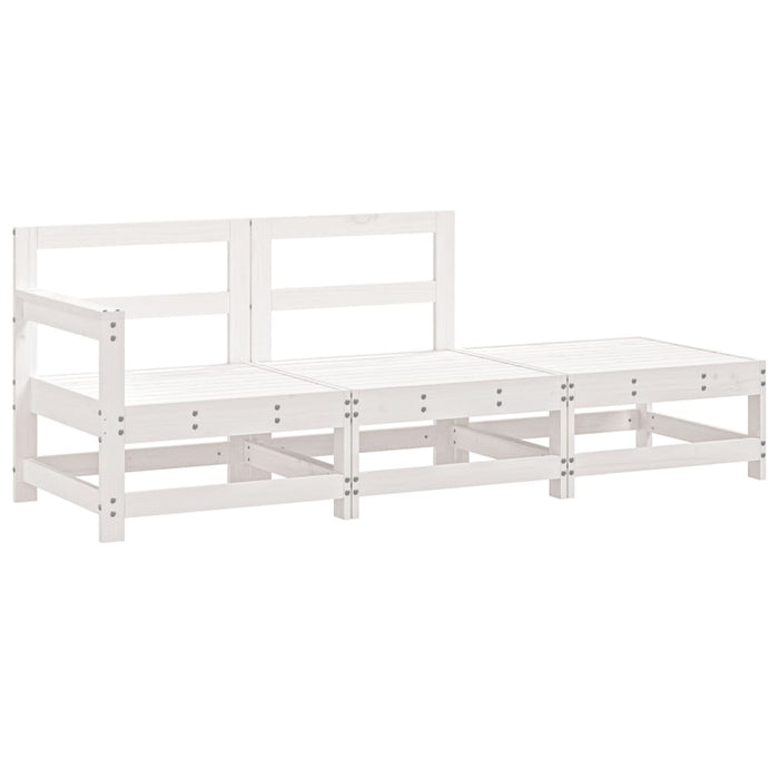 Set mobilier de grădină, 3 piese, alb, lemn masiv de pin WALTI
