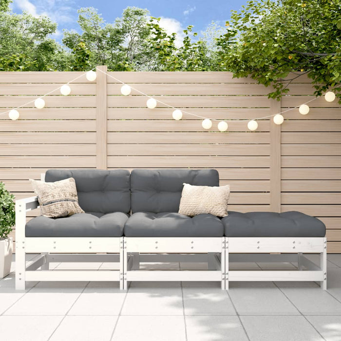 Set mobilier de grădină, 3 piese, alb, lemn masiv de pin WALTI
