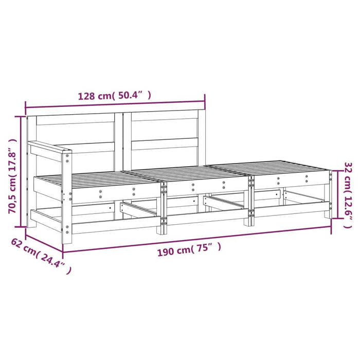 Set mobilier de grădină, 3 piese, lemn de pin impregnat WALTI