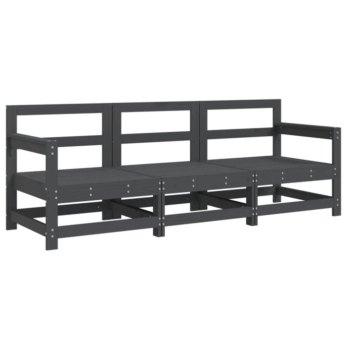 Set mobilier de grădină, 3 piese, gri, lemn masiv de pin WALTI