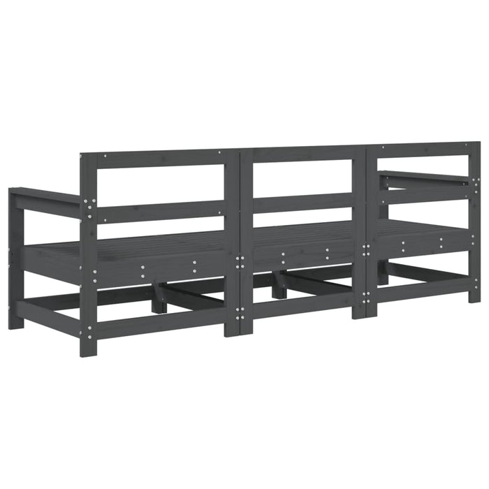 Set mobilier de grădină, 3 piese, gri, lemn masiv de pin WALTI