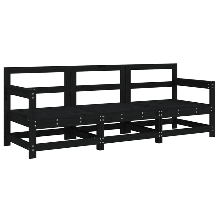 Set mobilier de grădină, 3 piese, negru, lemn masiv pin WALTI