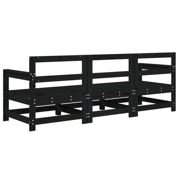 Set mobilier de grădină, 3 piese, negru, lemn masiv pin WALTI