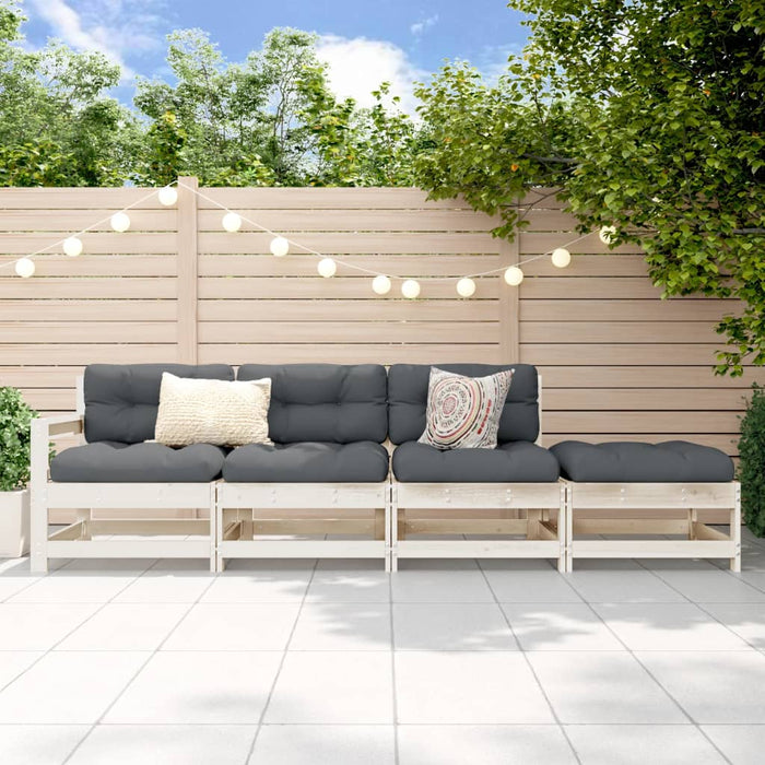 Set mobilier relaxare de grădină, 4 piese, alb, lemn masiv pin - WALTI WALTI