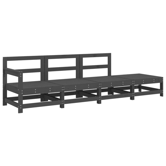 Set mobilier relaxare de grădină, 4 piese, gri, lemn masiv pin - WALTI WALTI