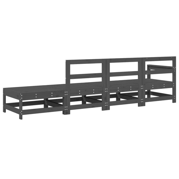 Set mobilier relaxare de grădină, 4 piese, gri, lemn masiv pin - WALTI WALTI