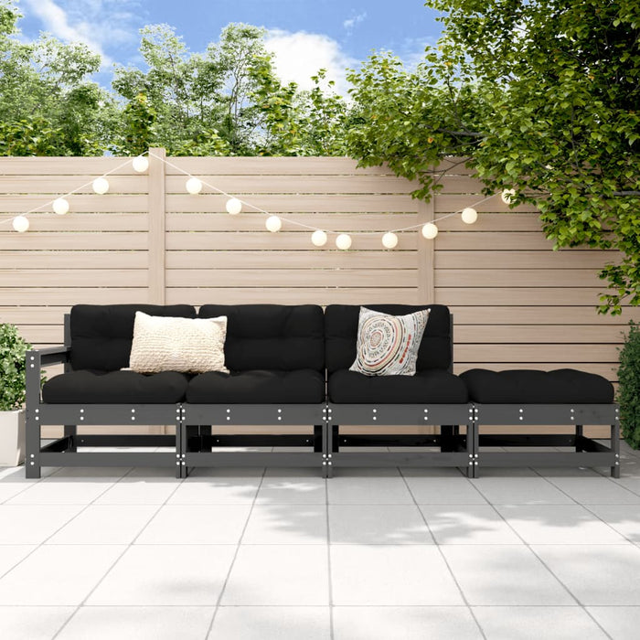 Set mobilier relaxare de grădină, 4 piese, gri, lemn masiv pin - WALTI WALTI