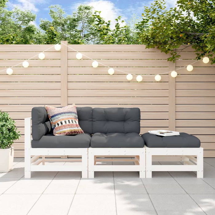 Set mobilier de grădină, 3 piese, alb, lemn masiv de pin - WALTI WALTI