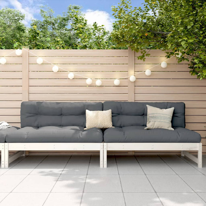Canapele de mijloc grădină 2 buc. alb 120x80 cm lemn masiv pin - WALTI WALTI