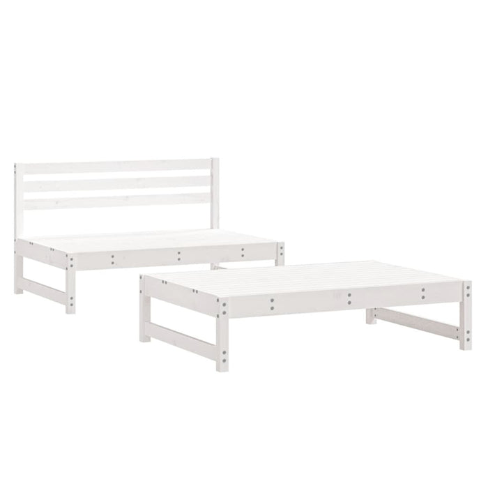 Set mobilier relaxare grădină, 2 piese, alb, lemn masiv de pin WALTI