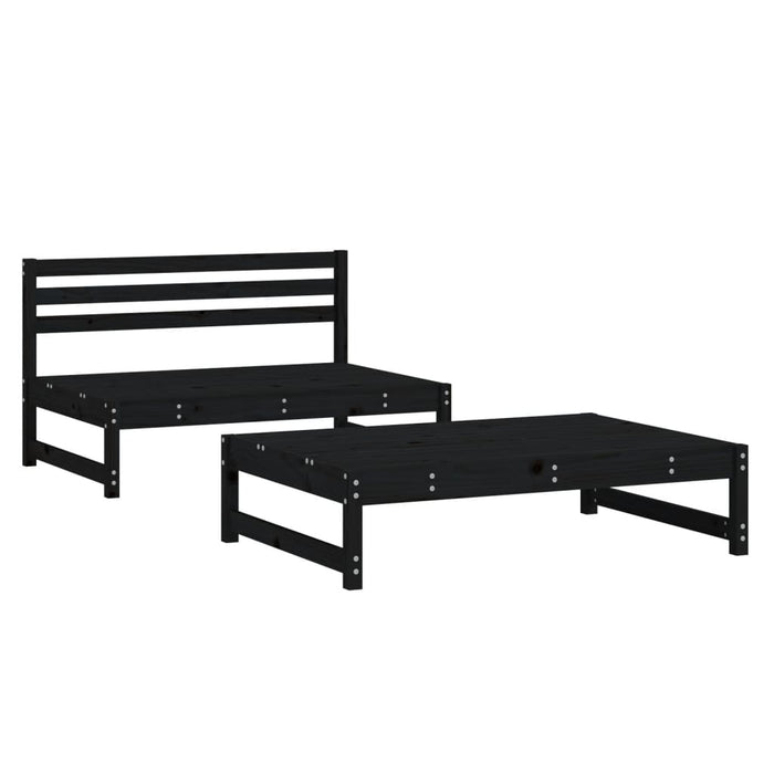 Set mobilier relaxare grădină, 2 piese, negru, lemn masiv pin - WALTI WALTI