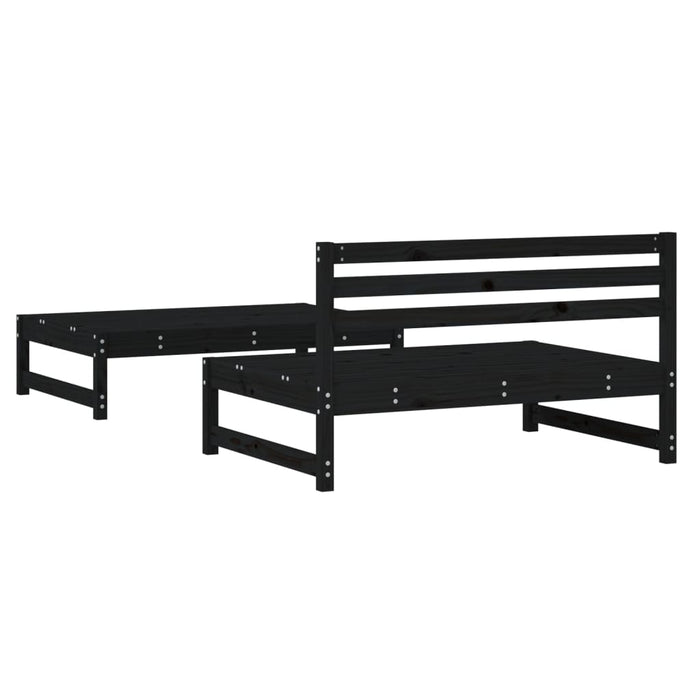 Set mobilier relaxare grădină, 2 piese, negru, lemn masiv pin - WALTI WALTI