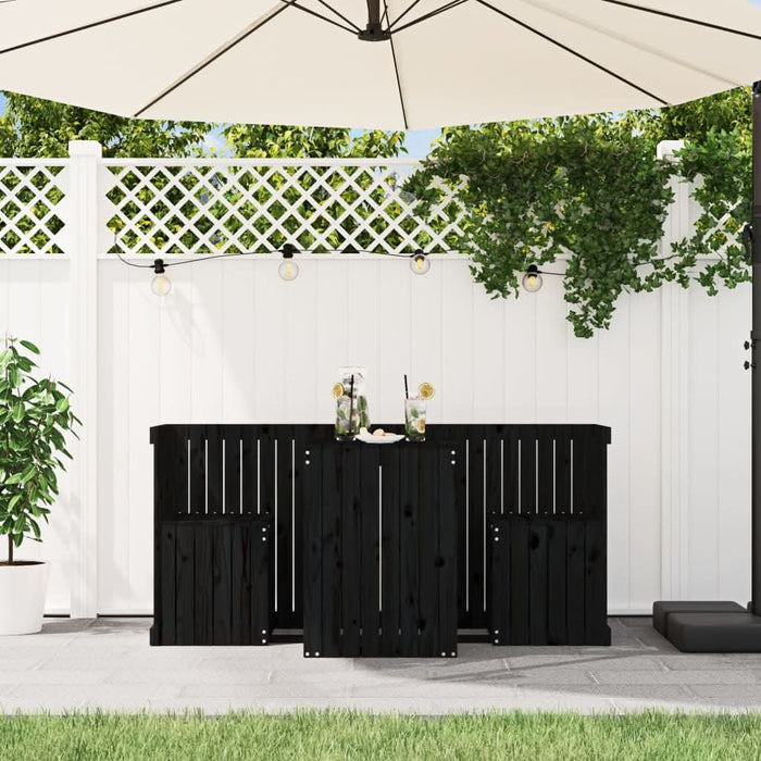 Set de balcon cu 2 locuri, negru, lemn masiv de pin - WALTI WALTI