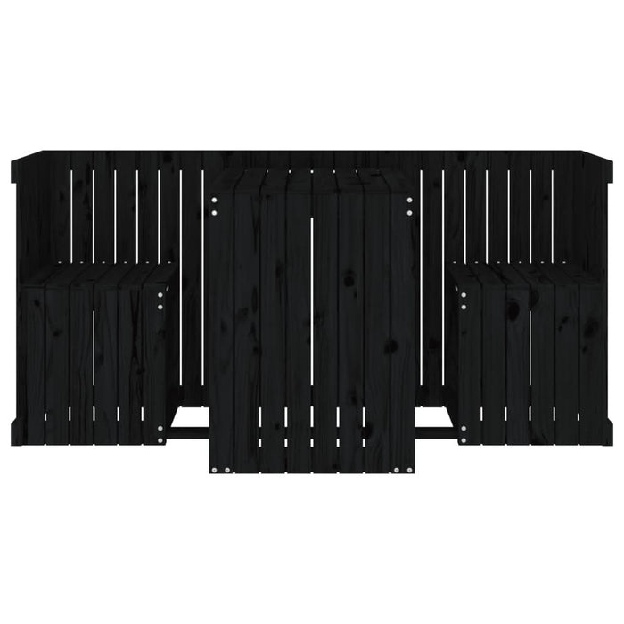 Set de balcon cu 2 locuri, negru, lemn masiv de pin - WALTI WALTI