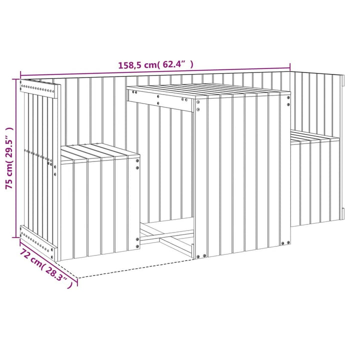 Set de balcon cu 2 locuri, negru, lemn masiv de pin - WALTI WALTI