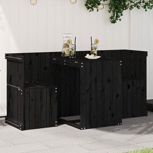 Set de balcon cu 2 locuri, negru, lemn masiv de pin - WALTI WALTI