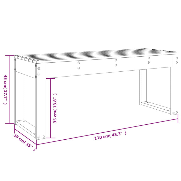 Bancă de grădină, alb, 110x38x45 cm, lemn masiv de pin - WALTI WALTI