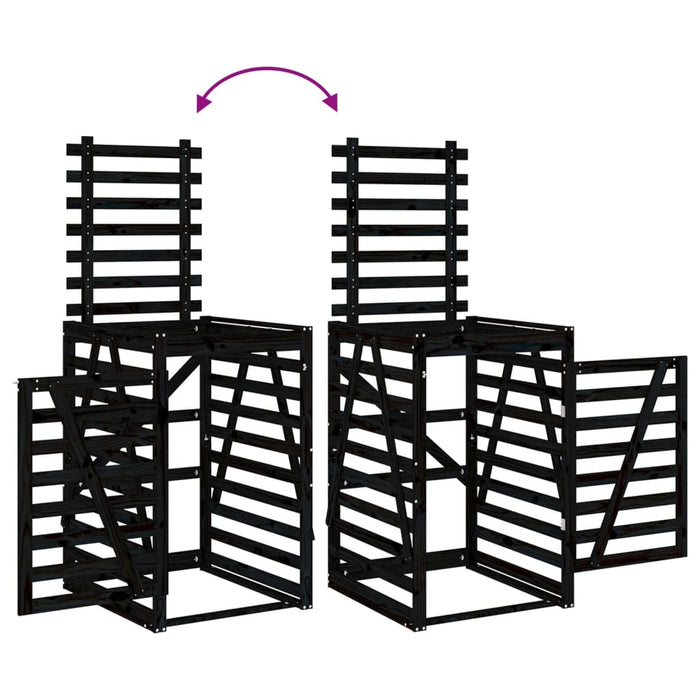 Depozitare coș de gunoi negru 84x90x128,5 cm lemn masiv de pin - WALTI WALTI