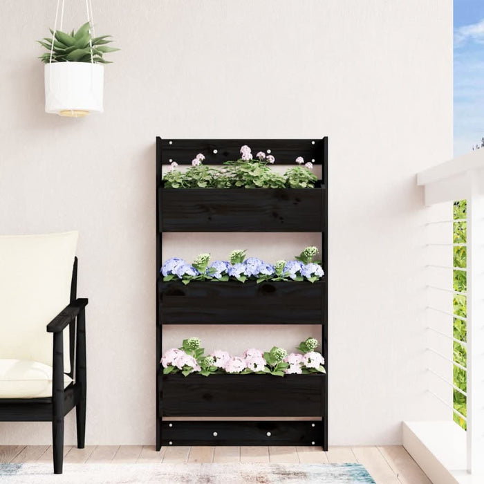 Jardinieră de perete cu 3 niveluri negru 60x18,5x110cm lemn pin - WALTI WALTI